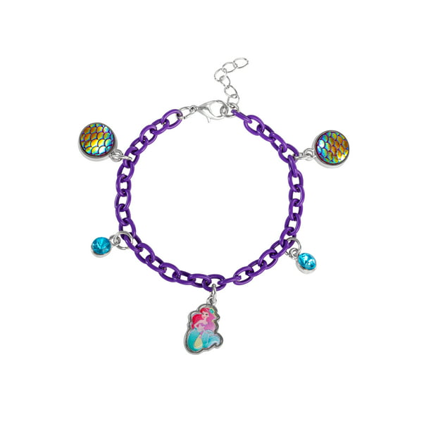 Personalised  Blue  Beaded Bracelet Mermaid  Charm Girl Birthday Gift Party Bags